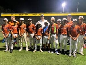 Baseball U Long Island team photo at night game